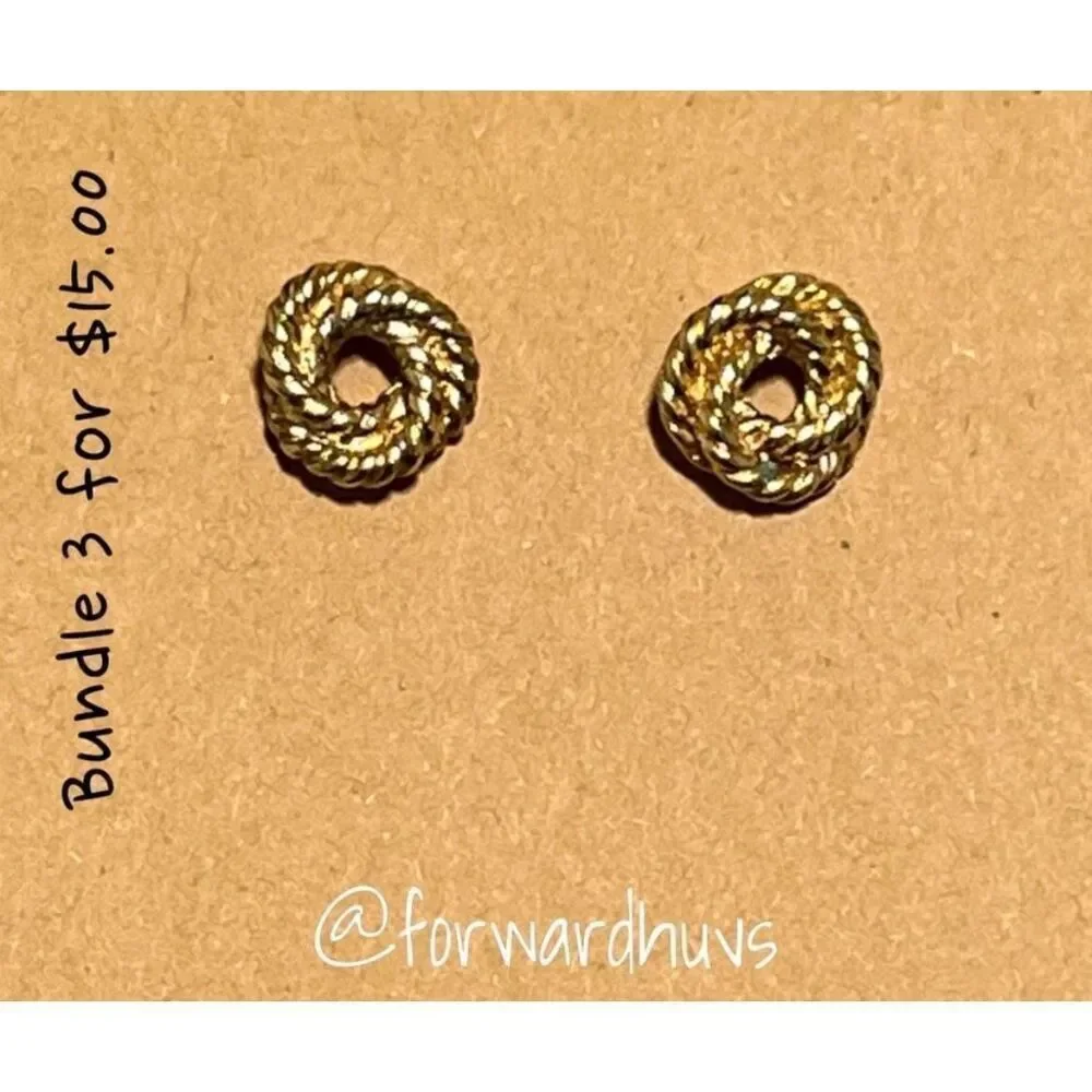 Bundle Sale 3 for $15 | Gold-tone Circular Rope Style Earrings